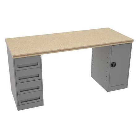 Workbench, Shop Top, 72 in W, 33 3/4 in Height, 1, 500 lb, Pedestal MPN:MWB-2-3072C