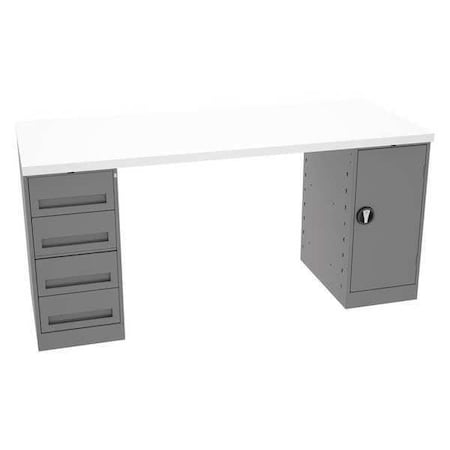 Workbench, Laminate, 72 in W, 33 1/2 in Height, 750 lb, Pedestal MPN:MWB-2-3072P