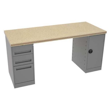 Workbench, Shop Top, 72 in W, 33 3/4 in Height, 1, 500 lb, Pedestal MPN:MWB-4-3072C