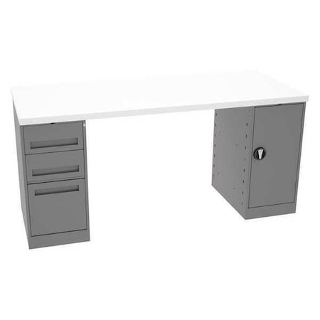 Workbench, Laminate, 72 in W, 33 1/2 in Height, 750 lb, Pedestal MPN:MWB-4-3072P