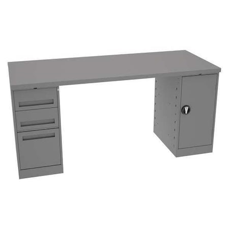 Workbench, Steel, 72 in W, 33 1/2 in Height, 1, 800 lb, Pedestal MPN:MWB-4-3072S