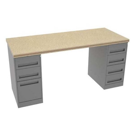 Workbench, Shop Top, 72 in W, 33 3/4 in Height, 1, 500 lb, Pedestal MPN:MWB-5-3072C