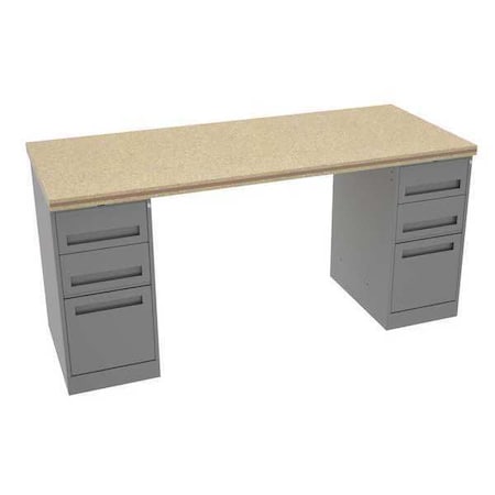 Workbench, Shop Top, 72 in W, 33 3/4 in Height, 1, 500 lb, Pedestal MPN:MWB-6-3072C