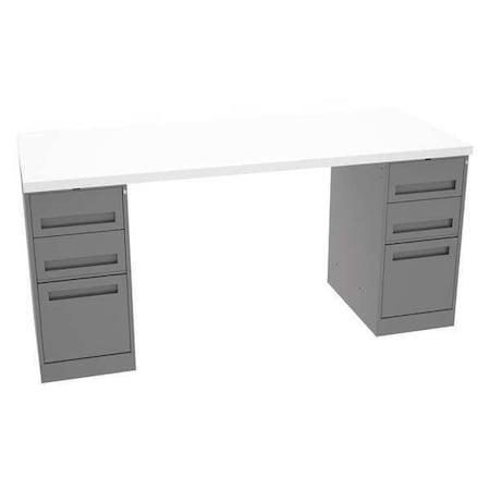 Workbench, Laminate, 72 in W, 33 1/2 in Height, 750 lb, Pedestal MPN:MWB-6-3072P