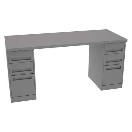 Workbench, Steel, 72 in W, 33 1/2 in Height, 1, 800 lb, Pedestal MPN:MWB-6-3072S