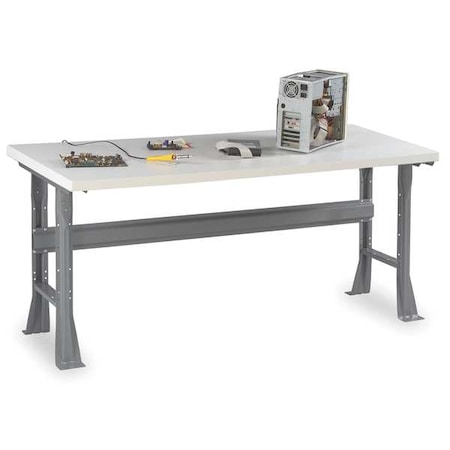 Work Bench with Plastic Top and Flared Legs, Laminate, 60