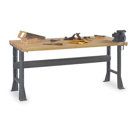 Work Bench with Butcher Block Top and Flared Legs, Butcher Block, 60
