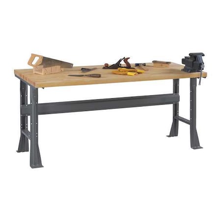 Work Bench with Butcher Block Top and Flared Legs, Butcher Block, 96