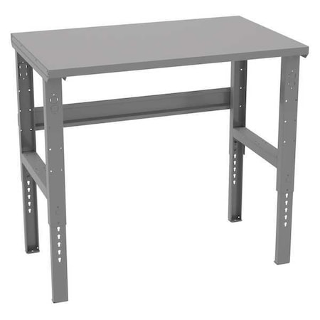Bolted Workbench, Steel, 48 in W, 35-3/8 in to 41-3/8 in Height, 4, 000 lb, Straight MPN:WBAT-1-3048S