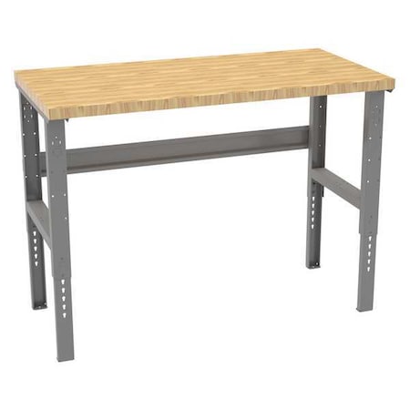 Bolted Workbench, Butcher Block, 60 in W, 35-3/8 in to 41-3/8 in Height, 3, 800 lb, Straight MPN:WBAT-1-3060W