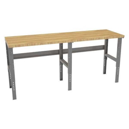 Bolted Workbench, Butcher Block, 96 in W, 35-3/8 in to 41-3/8 in Height, 3, 000 lb, Straight MPN:WBAT-1-3096W