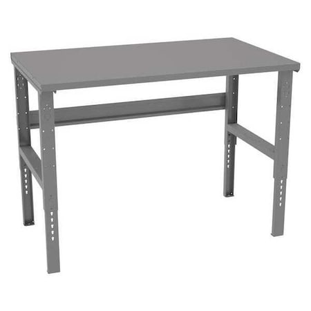 Bolted Workbench, Steel, 60 in W, 35-3/8 in to 41-3/8 in Height, 2, 500 lb, Straight MPN:WBAT-1-3660S