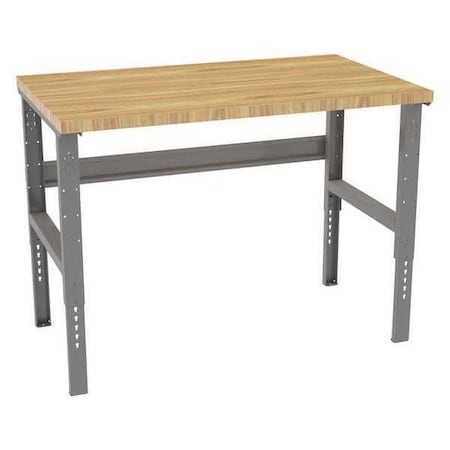Bolted Workbench, Butcher Block, 60 in W, 35-3/8 in to 41-3/8 in Height, 3, 800 lb, Straight MPN:WBAT-1-3660W