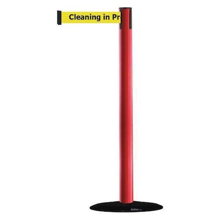Barrier Post with Belt, 7 1/2 ft Length, 38 in Post Height, Cleaning in Progress MPN:875-21-STD-NO-YCX-C