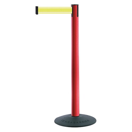 Barrier Post with Belt, Yellow, 7 1/2 ft Length, 38 in Post Height, No Legend, Unfinished MPN:875-21-STD-Y5-NV-C