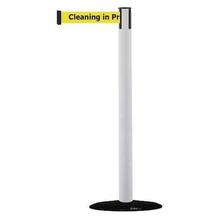 Barrier Post with Belt, 7 1/2 ft Length, 38 in Post Height, Cleaning in Progress MPN:875-32-STD-NO-YCX-C