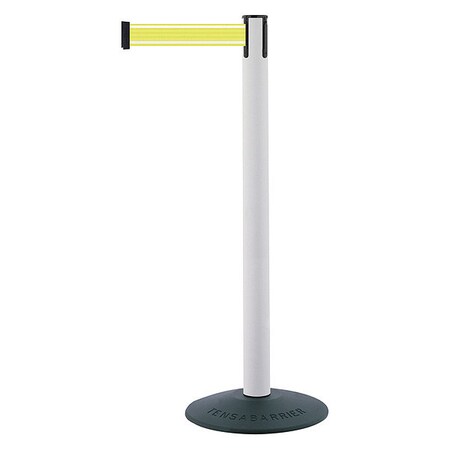 Barrier Post with Belt, Yellow, 7 1/2 ft Length, 38 in Post Height, No Legend, Unfinished MPN:875-32-STD-Y5-NV-C