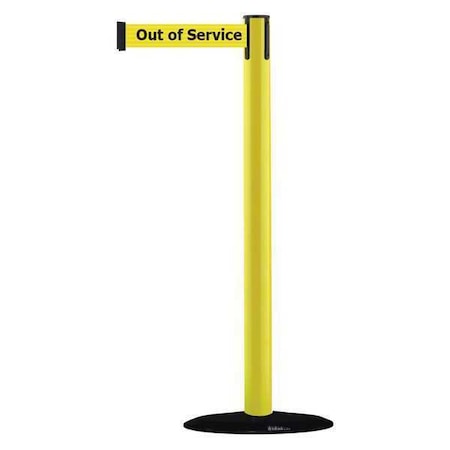 Barrier Post with Belt, 7 1/2 ft Length, 38 in Post Height, Out of Service MPN:875-35-STD-NO-YEX-C