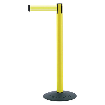 Barrier Post with Belt, Yellow, 7 1/2 ft Length, 38 in Post Height, No Legend, Unfinished MPN:875-35-STD-Y5-NV-C