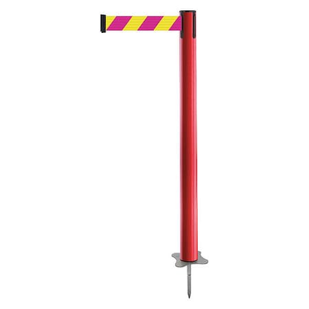 Barrier Post with Belt, Red, 13 ft Length, 43 in Post Height, No Legend, Unfinished MPN:884-21-MAX-D5X-C