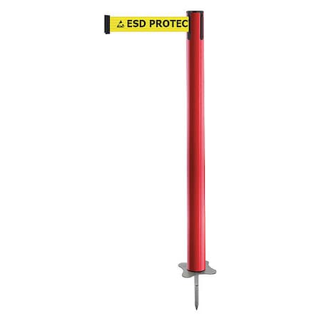 Barrier Post with Belt, Red, 13 ft Length, 43 in Post Height, ESD Protected Area, Unfinished MPN:884-21-MAX-ESD-C