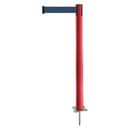Barrier Post with Belt, Red, 13 ft Length, 43 in Post Height, No Legend, Unfinished MPN:884-21-MAX-L7X-C