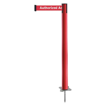 Barrier Post with Belt, Red, 13 ft Length, 43 in Post Height, Authorized Access Only, Unfinished MPN:884-21-MAX-RAX-C