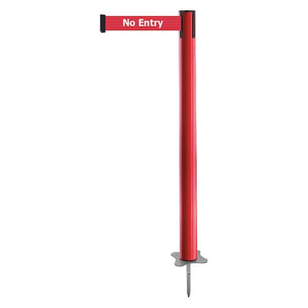 Barrier Post with Belt, Red, 13 ft Length, 43 in Post Height, No Entry, Unfinished MPN:884-21-MAX-RBX-C