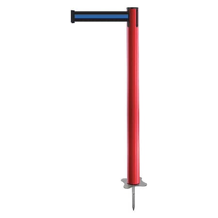 Barrier Post with Belt, Red, 13 ft Length, 43 in Post Height, No Legend, Unfinished MPN:884-21-MAX-S1X-C