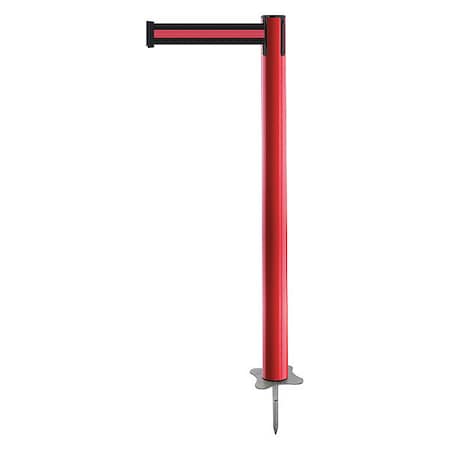 Barrier Post with Belt, Red, 13 ft Length, 43 in Post Height, No Legend, Unfinished MPN:884-21-MAX-S2X-C