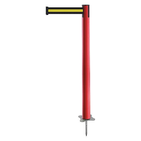 Barrier Post with Belt, Red, 13 ft Length, 43 in Post Height, No Legend, Unfinished MPN:884-21-MAX-S4X-C