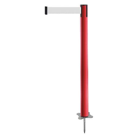 Barrier Post with Belt, Red, 7 1/2 ft Length, 43 in Post Height, No Legend, Unfinished MPN:884-21-STD-B1X-C