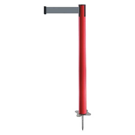 Barrier Post with Belt, Red, 7 1/2 ft Length, 43 in Post Height, No Legend, Unfinished MPN:884-21-STD-B5X-C