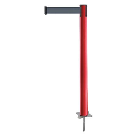 Barrier Post with Belt, Red, 7 1/2 ft Length, 43 in Post Height, No Legend, Unfinished MPN:884-21-STD-B7X-C