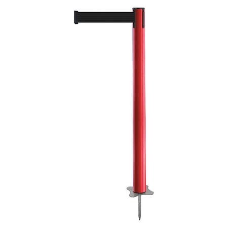 Barrier Post with Belt, Red, 7 1/2 ft Length, 43 in Post Height, No Legend, Unfinished MPN:884-21-STD-B9X-C