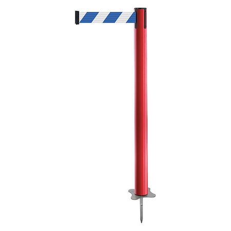 Barrier Post with Belt, Red, 7 1/2 ft Length, 43 in Post Height, No Legend, Unfinished MPN:884-21-STD-D1X-C