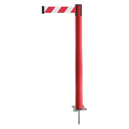 Barrier Post with Belt, Red, 7 1/2 ft Length, 43 in Post Height, No Legend, Unfinished MPN:884-21-STD-D3X-C