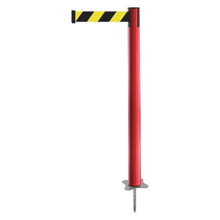 Barrier Post with Belt, Red, 7 1/2 ft Length, 43 in Post Height, No Legend, Unfinished MPN:884-21-STD-D4X-C