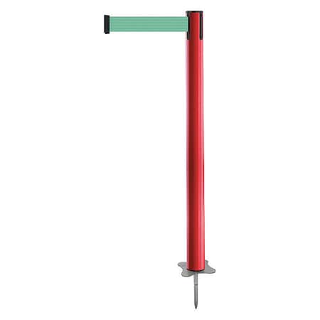 Barrier Post with Belt, Red, 7 1/2 ft Length, 43 in Post Height, No Legend, Unfinished MPN:884-21-STD-G2X-C