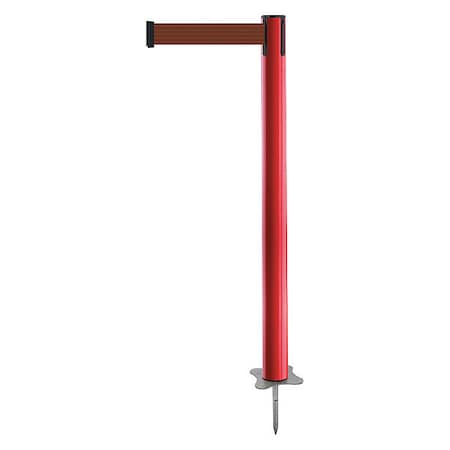 Barrier Post with Belt, Red, 7 1/2 ft Length, 43 in Post Height, No Legend, Unfinished MPN:884-21-STD-N7X-C