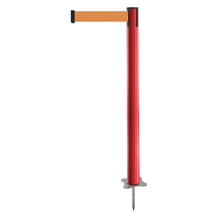 Barrier Post with Belt, Red, 7 1/2 ft Length, 43 in Post Height, No Legend, Unfinished MPN:884-21-STD-O5X-C