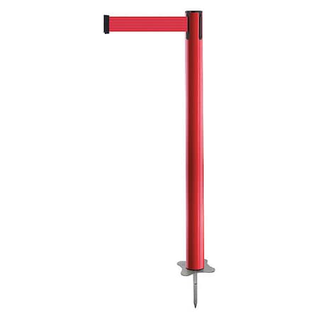 Barrier Post with Belt, Red, 7 1/2 ft Length, 43 in Post Height, No Legend, Unfinished MPN:884-21-STD-R5X-C