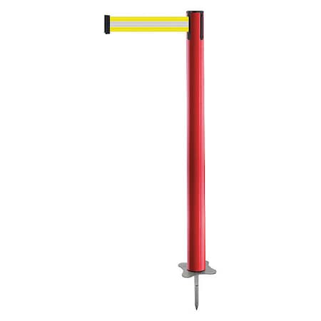 Barrier Post with Belt, Red, 7 1/2 ft Length, 43 in Post Height, No Legend, Unfinished MPN:884-21-STD-S8X-C