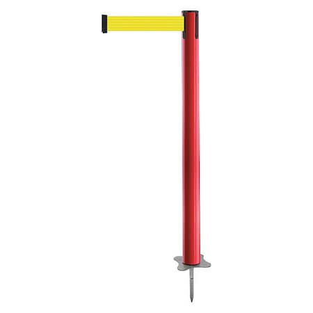 Barrier Post with Belt, Red, 7 1/2 ft Length, 43 in Post Height, No Legend, Unfinished MPN:884-21-STD-Y5X-C