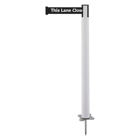 Barrier Post with Belt, White, 13 ft Length, 43 in Post Height, This Lane Closed, Unfinished MPN:884-32-MAX-BDX-C