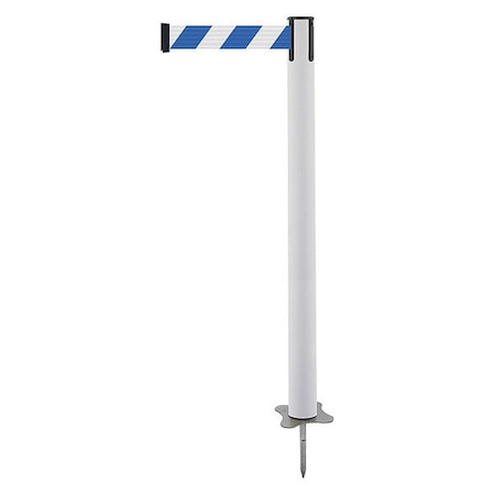 Barrier Post with Belt, White, 13 ft Length, 43 in Post Height, No Legend, Unfinished MPN:884-32-MAX-D1X-C