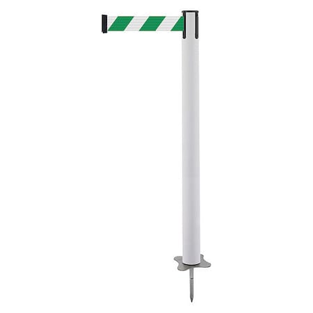Barrier Post with Belt, White, 13 ft Length, 43 in Post Height, No Legend, Unfinished MPN:884-32-MAX-D2X-C