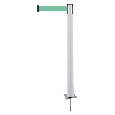 Barrier Post with Belt, White, 13 ft Length, 43 in Post Height, No Legend, Unfinished MPN:884-32-MAX-G2X-C