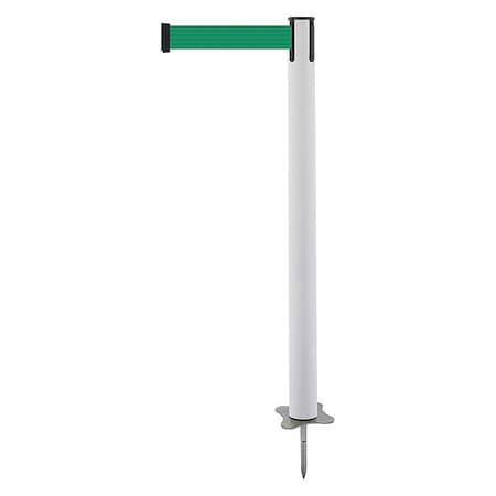 Barrier Post with Belt, White, 13 ft Length, 43 in Post Height, No Legend, Unfinished MPN:884-32-MAX-G6X-C