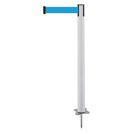 Barrier Post with Belt, White, 13 ft Length, 43 in Post Height, No Legend, Unfinished MPN:884-32-MAX-L3X-C